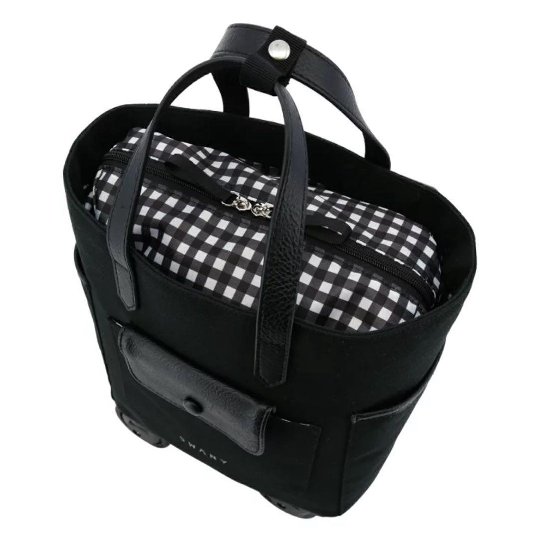 スワニー　キャリーバック　ギンガムチェック　ブラック
