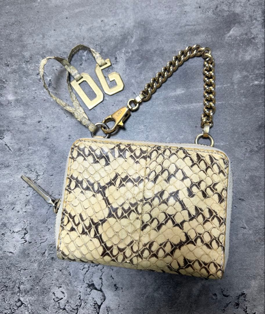 ドルチェ＆ガッバーナ パイソン チェーン付ウォレット 蛇革 ケース DG