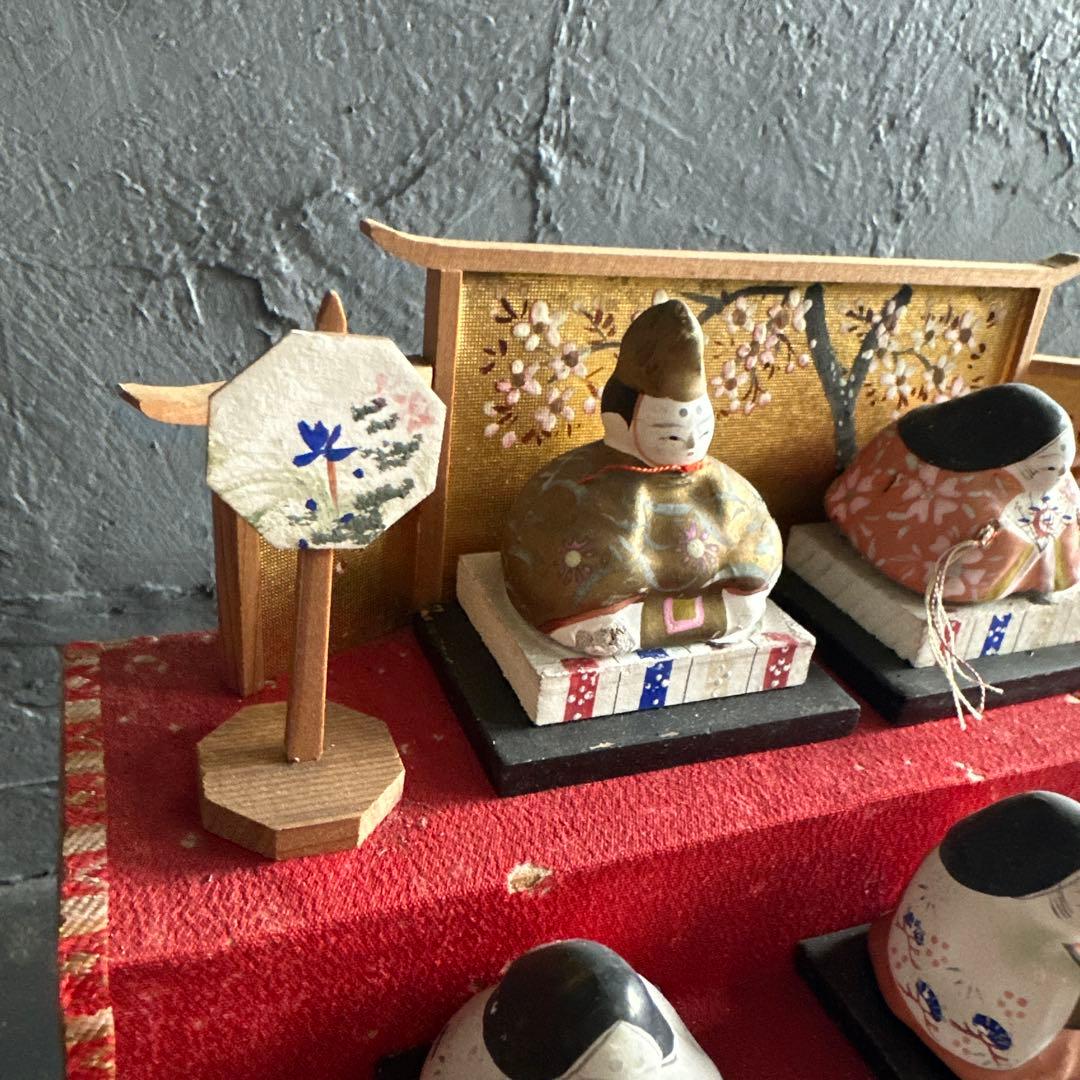 瞬間的お値下げ‼️アンティークミニ雛人形　希少品！雛壇飾り土人形　可愛い