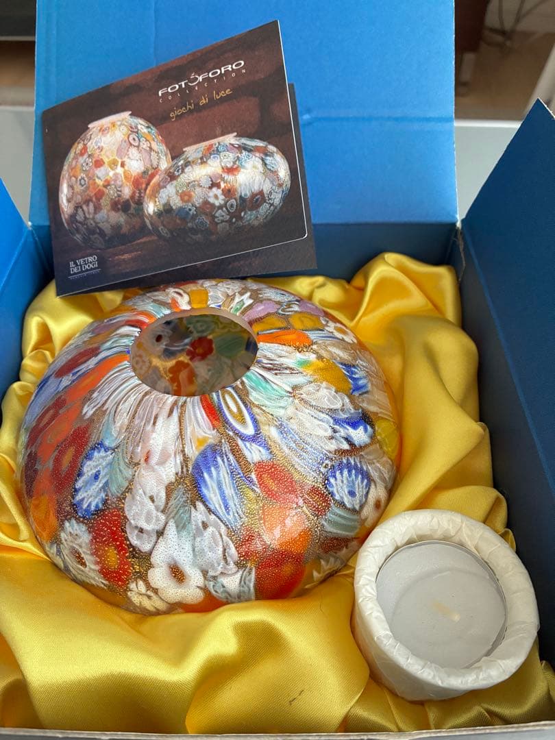 ベネチアガラスFOTOGRAFO 多色ガラス製キャンドルホルダー