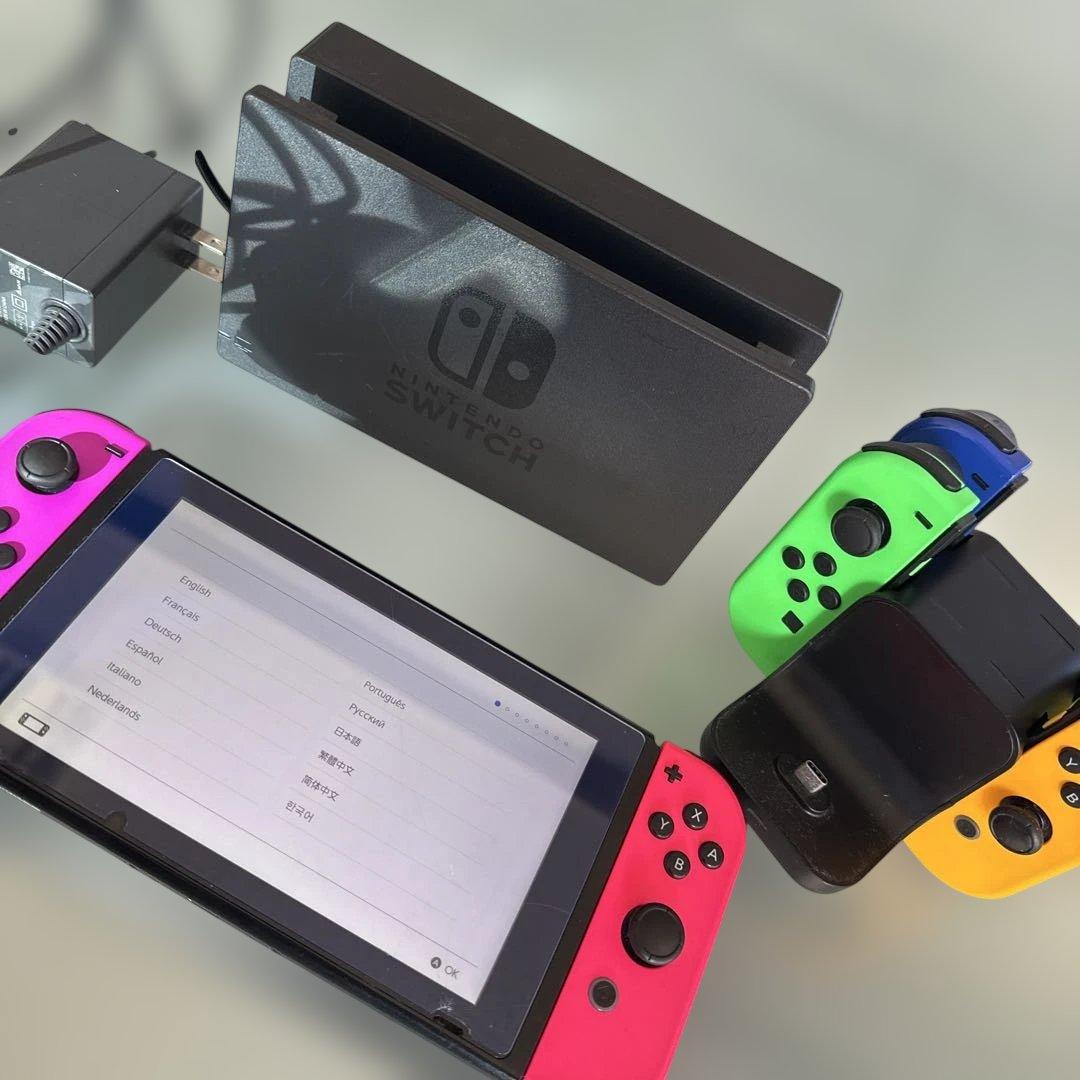 Nintendo Switch 本体 ピンク/黒　追加JOY-con4個セット