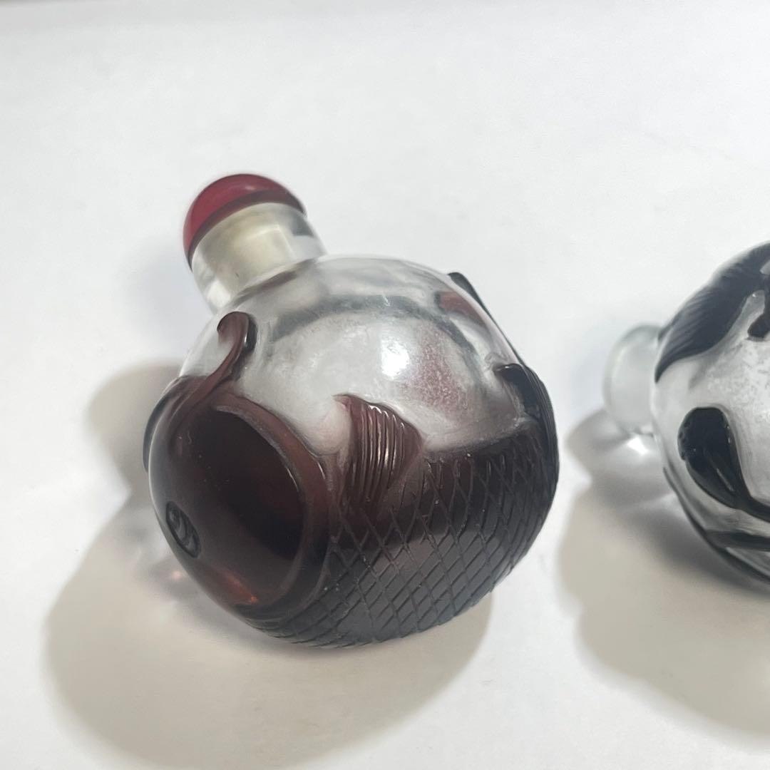 鼻煙壺　嗅ぎタバコ入れ　中国美術　ガラス工芸　　アンティーク　50年前に購入