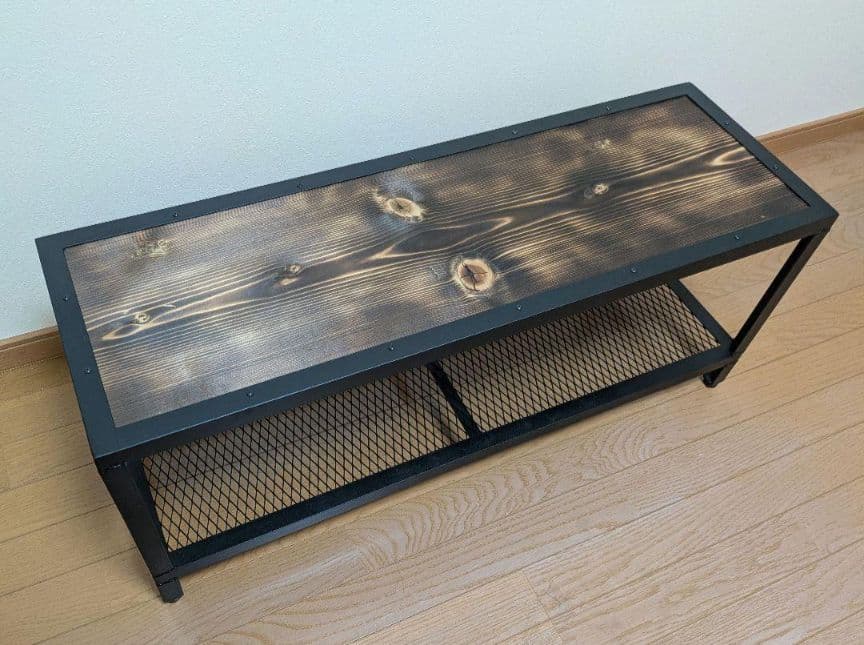 (秋のセール中)アイアンシェルフ、シューズラック、インダストリアル、幅90センチ