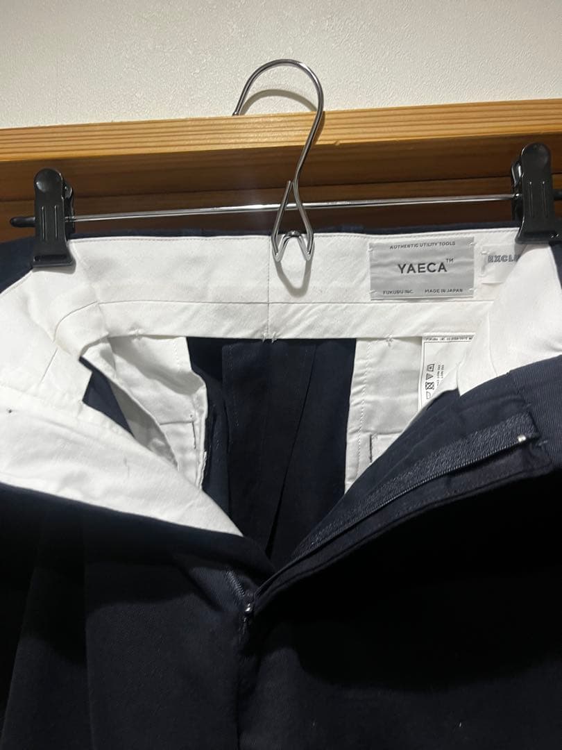 YAECACHINO CLOTH PANTS タックテーパード　NAVY 30