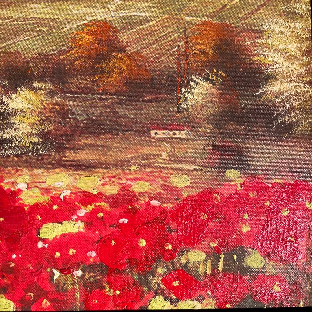 キャンパスプリントアート アネモネ畑 額付き インテリア 油彩画