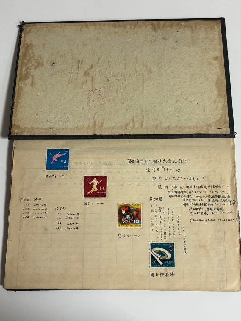 郵便切手類見本帳 切手みほん 昭和33年　レトロ　コレクション　レア　ハガキ