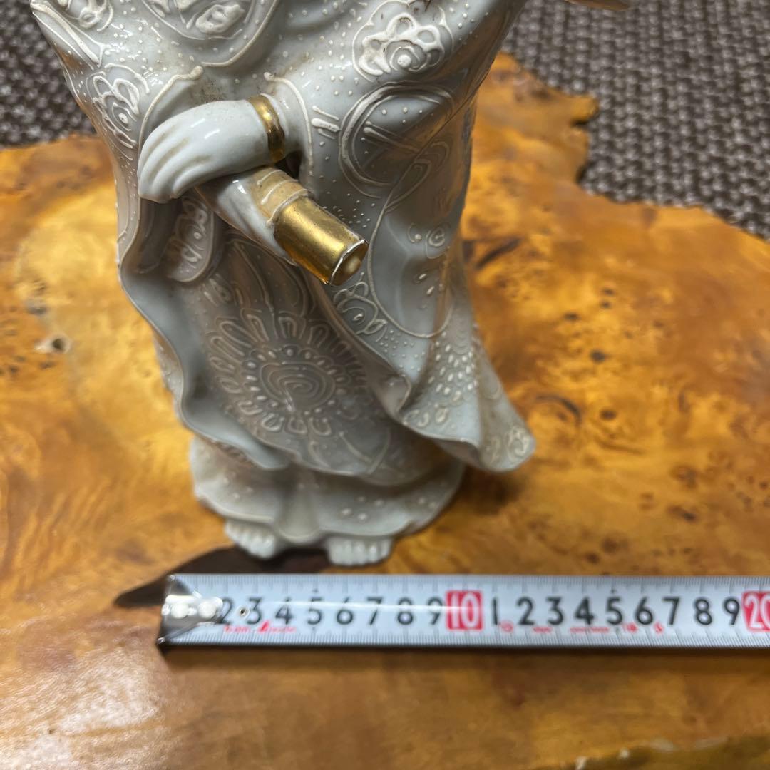 九谷焼　白絵付け金彩観音　石川県 日本美術　骨董品　アンティーク　古美術