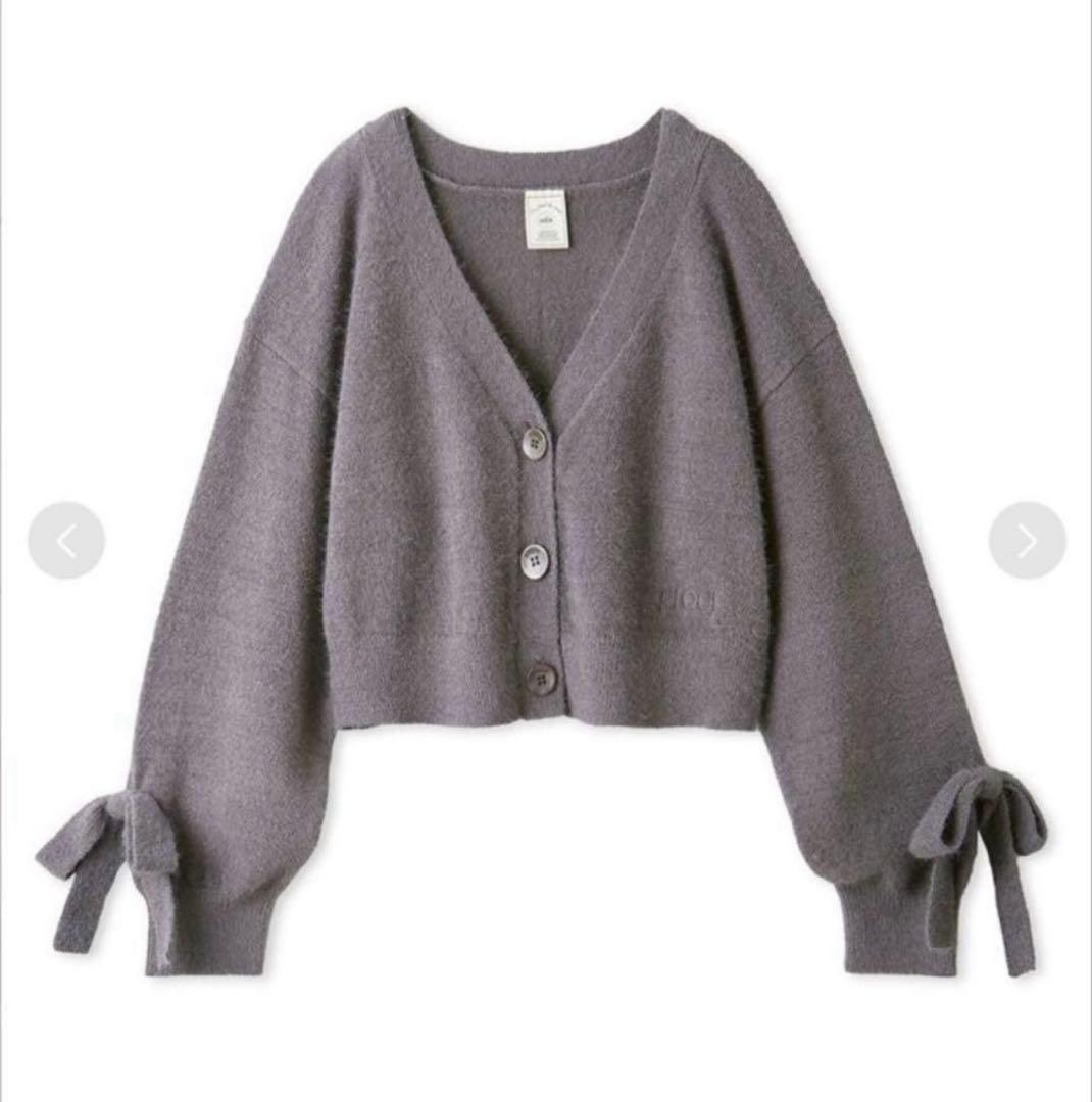 gelato pique/袖リボン付きカーディガン グレー