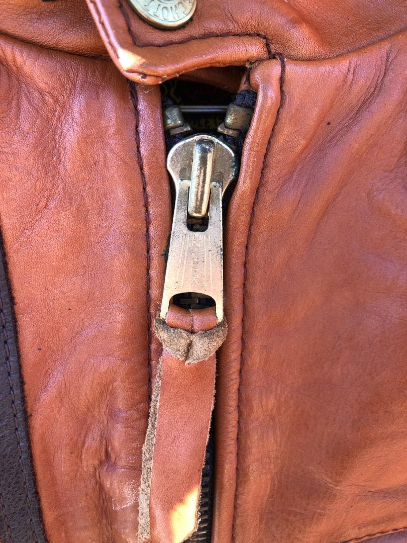 [訳あり] 新品 Schott シングルライダースレザージャケット ブラウン/L