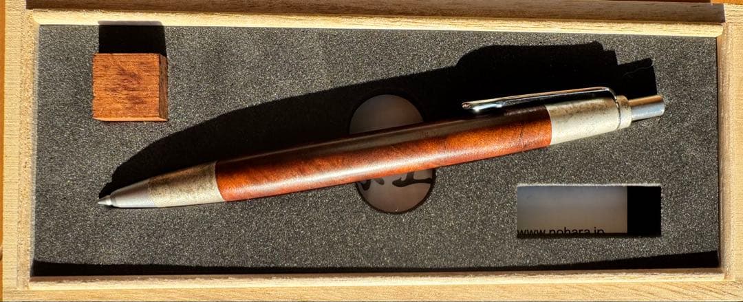 野原工芸　クス杢　固定式口金　保証書付属　斑紋金具　シャープペンシル