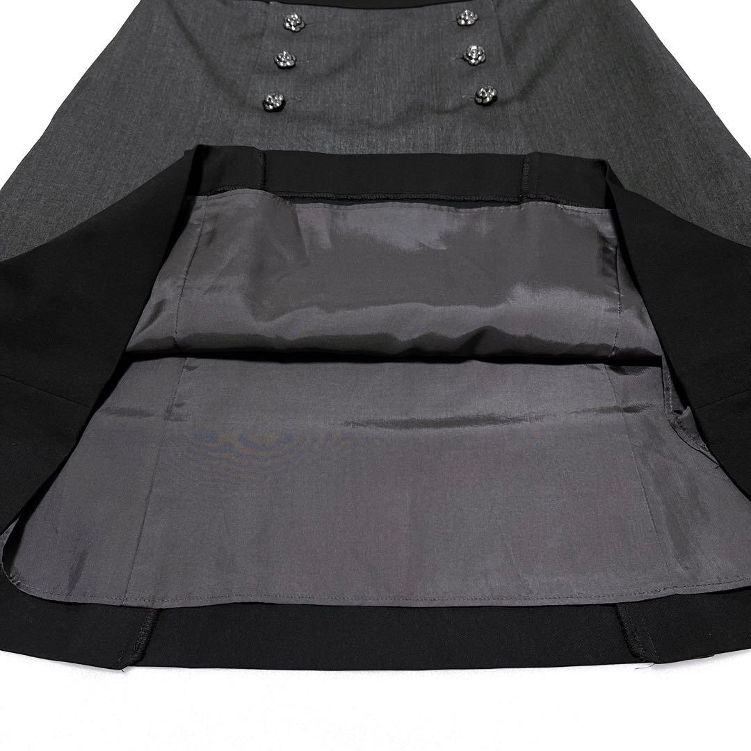 Reneルネ【極美品】バイカラータックミディスカート フロントボタン メタル釦