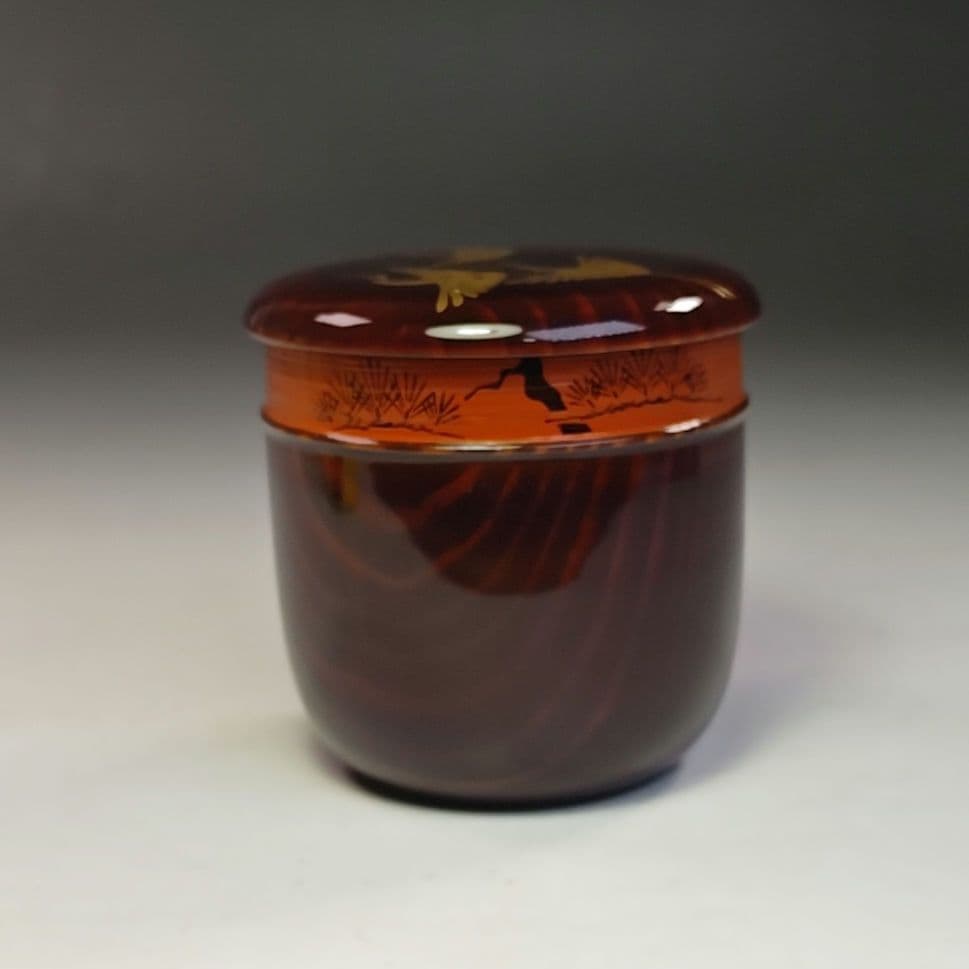 イ778 棗『鶴金蒔絵　棗　共箱』『塗師　峯清作』茶入　茶器　茶道具