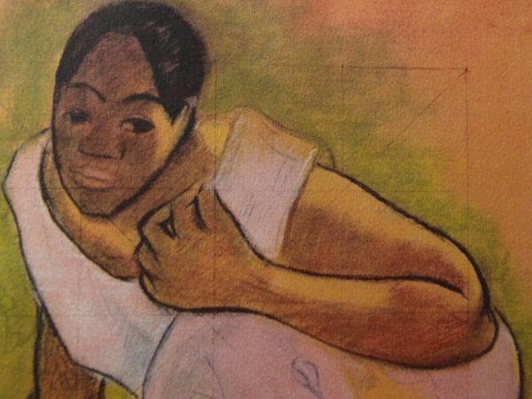 ポール・ゴーギャン、【うずくまる女】、希少な画集画・マット紙