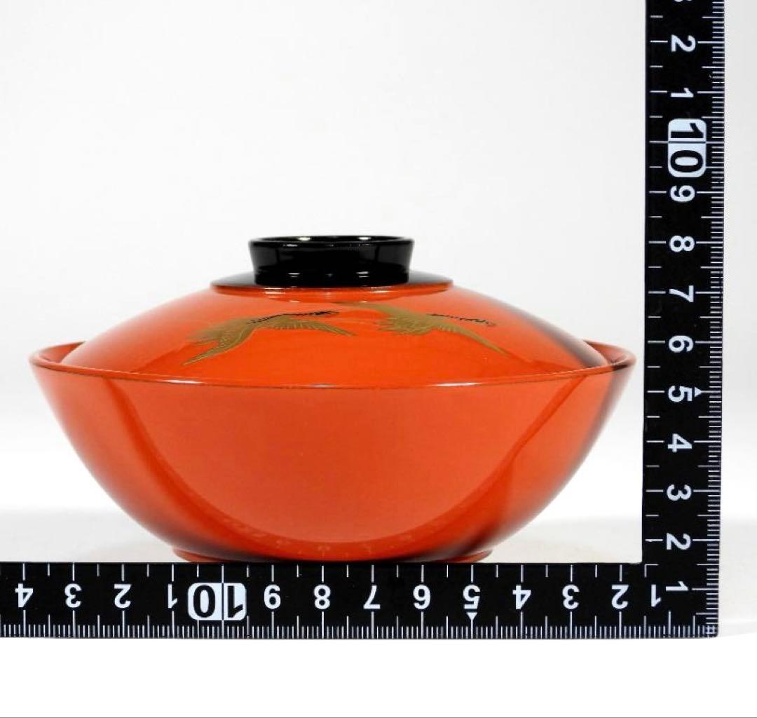 金蒔絵 千羽鶴 煮物椀 5客 木製漆器 天然木 輪島金沢能登 汁椀　蓋碗