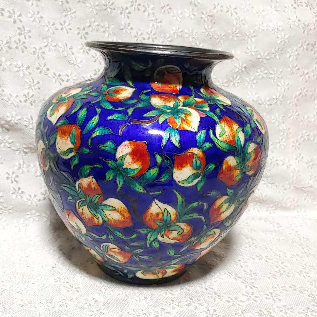 重さ1388g 純銀　シルバー98%　七宝焼　銀壺　ロッテホテル　花器