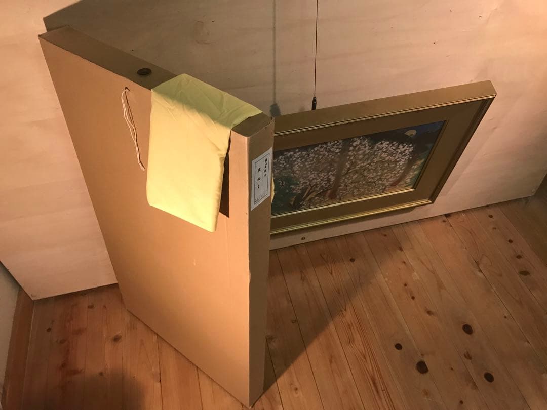 マリさま専用　横山大観　「夜桜・左隻」　工藝画　作品証明シール有り