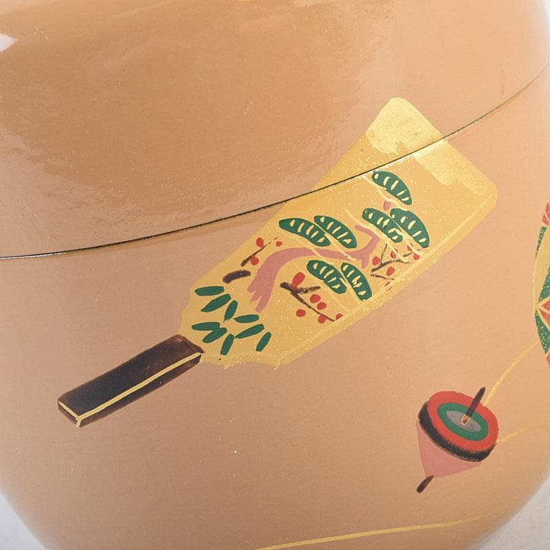 茶道具　田中宗凌作　白一閑塗　玩具蒔絵　大棗　共箱　M　R9293