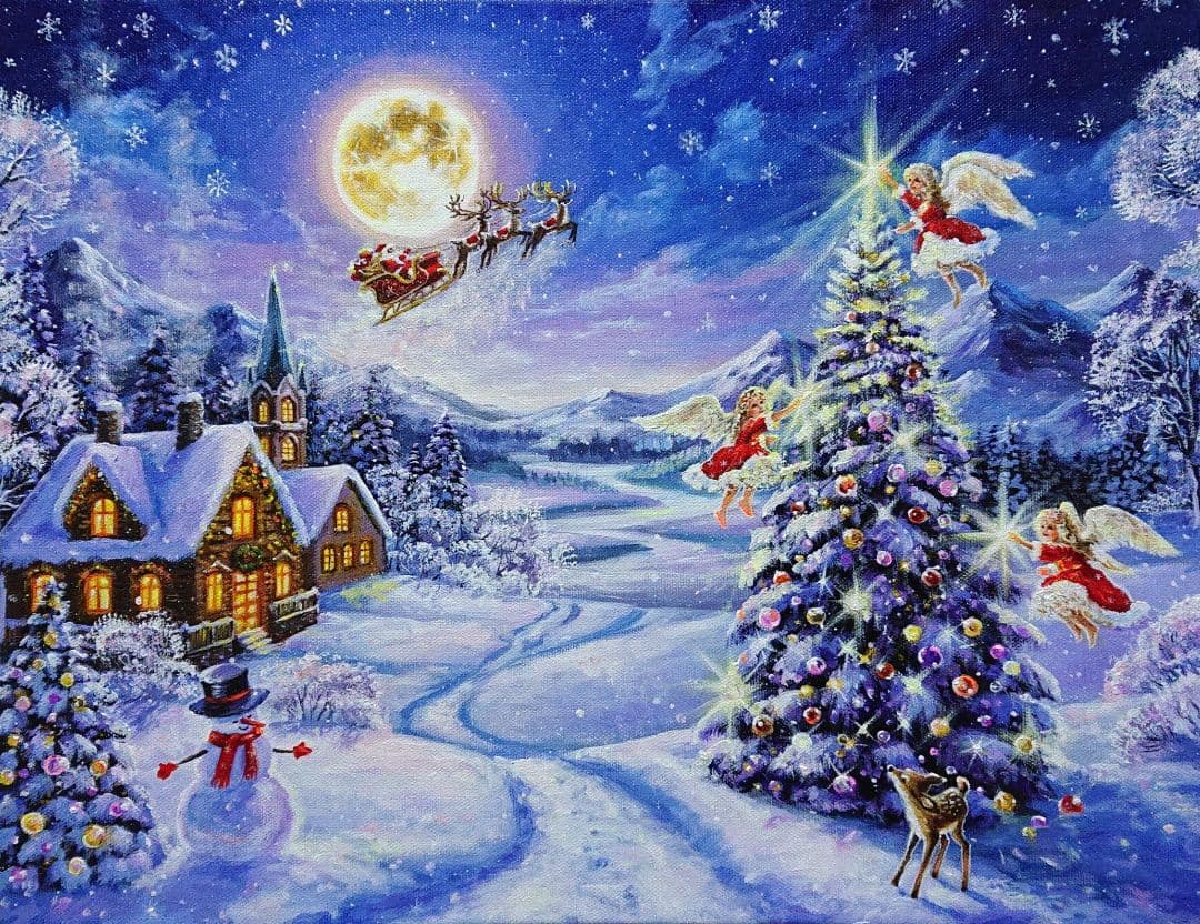 マ*Y様 【聖なる夜の贈り物】アクリル画 F6 風景画 絵画