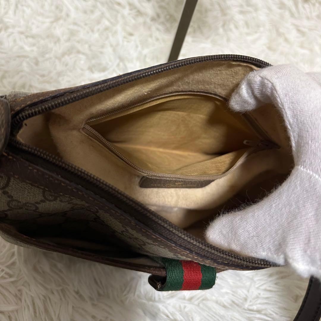 大容量 レア オールドグッチ GG 総柄 レザー ショルダーバッグ PVC ロゴ