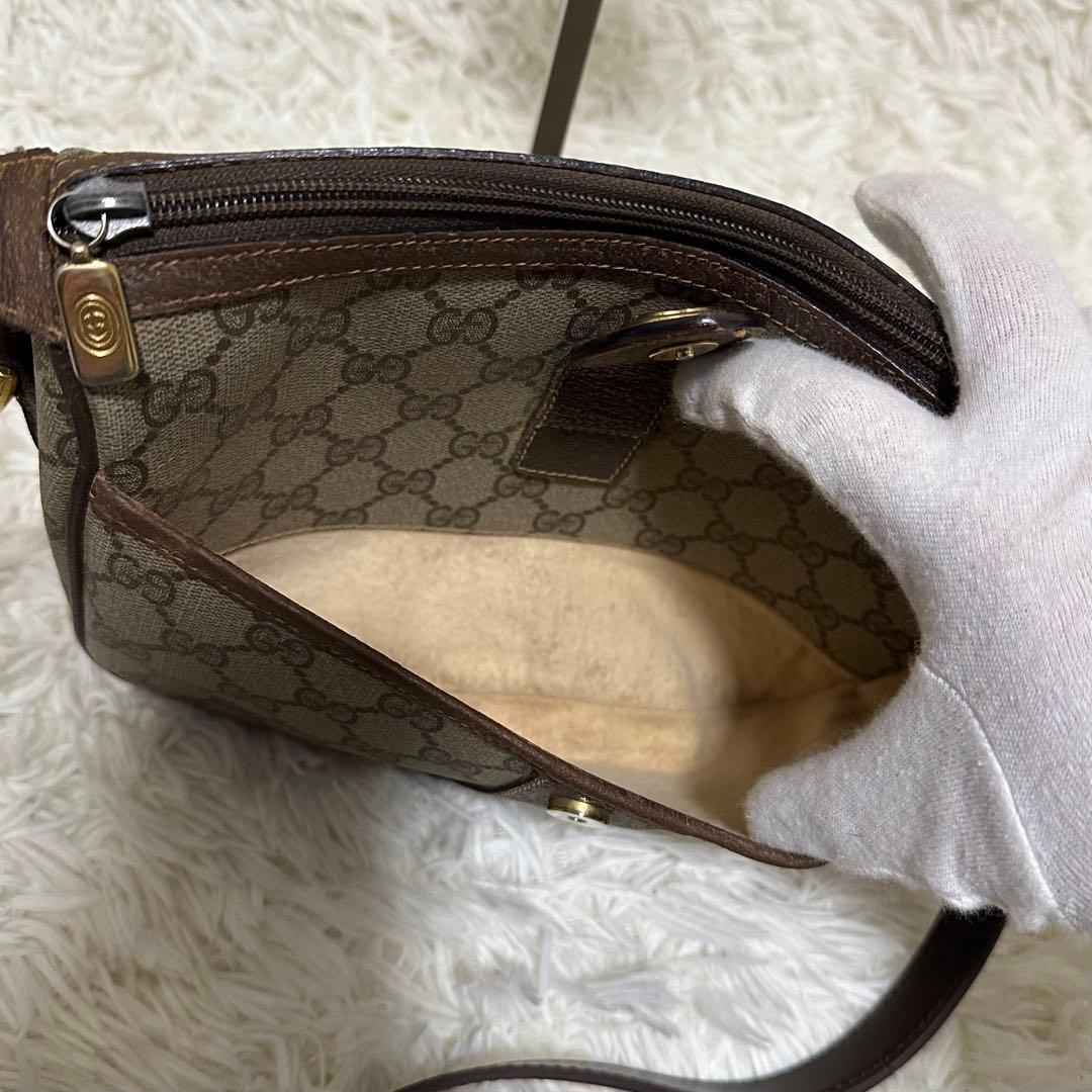 大容量 レア オールドグッチ GG 総柄 レザー ショルダーバッグ PVC ロゴ