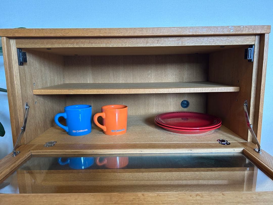 関家具 木製キャビネット W70×D40×H70 ガラス扉付き