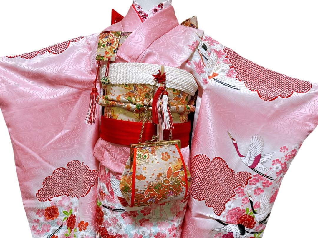 本格!!正絹♡七五三　7歳　女の子　フルセット　一式　ピンク　鶴