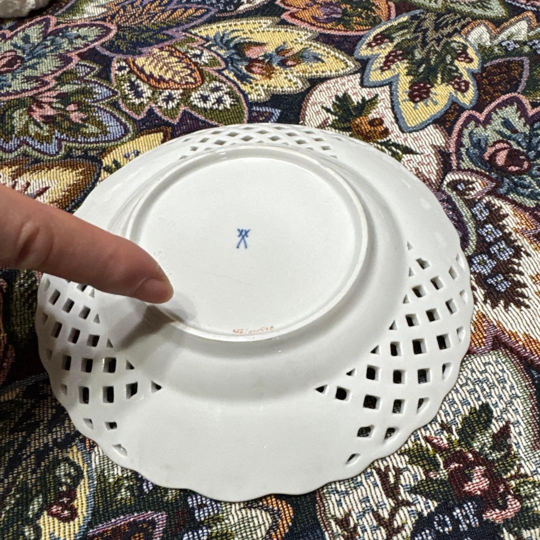 マイセン MEISSEN ピンクローズ 透かしプレート 飾り皿