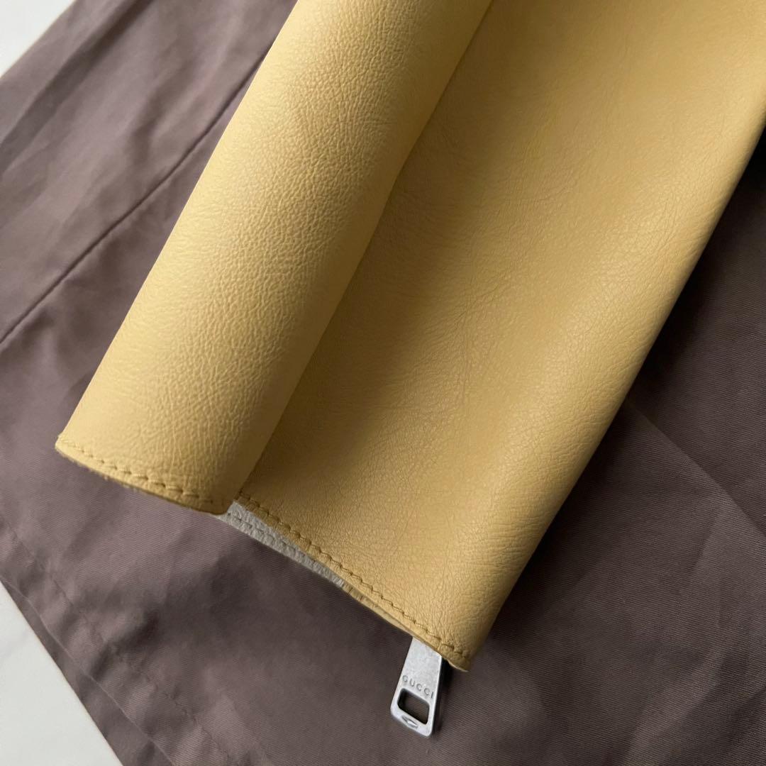 ほぼ未使用 グッチ シングル ライダース レザージャケット 牛革 バイカラー L