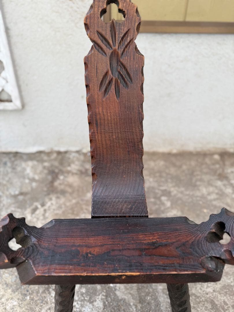 家具 Spanish Brutalist Chair in Wood, 1960s