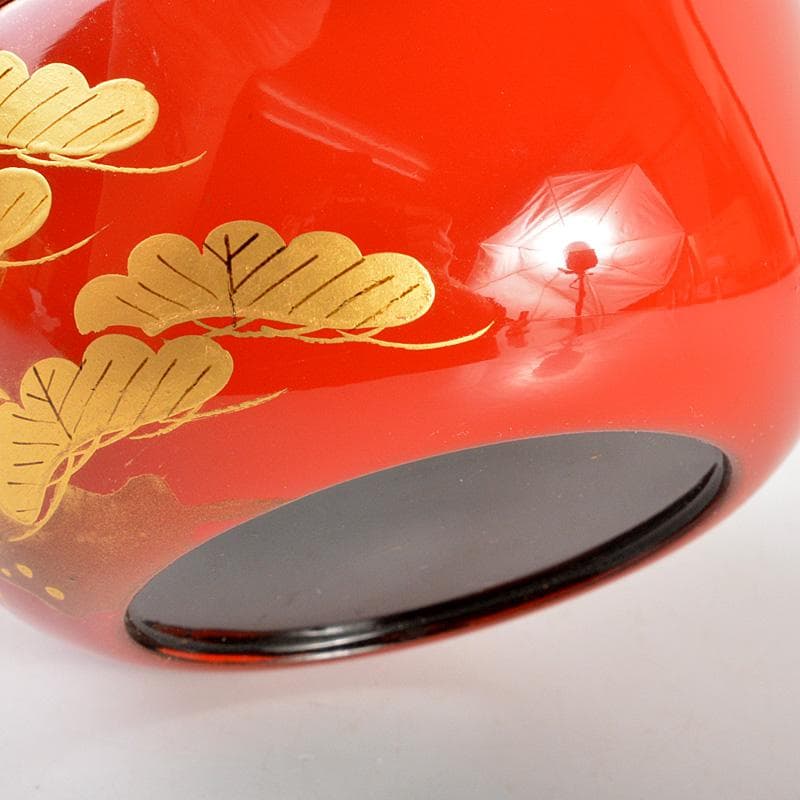 茶道具　朱塗　斎藤宗甫造　松蒔絵　棗　共箱　V　6192