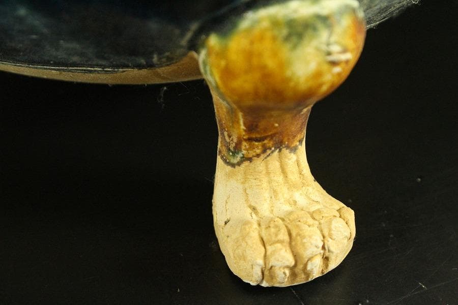 中国美術 三彩 獅子紋 三足壷(A818)