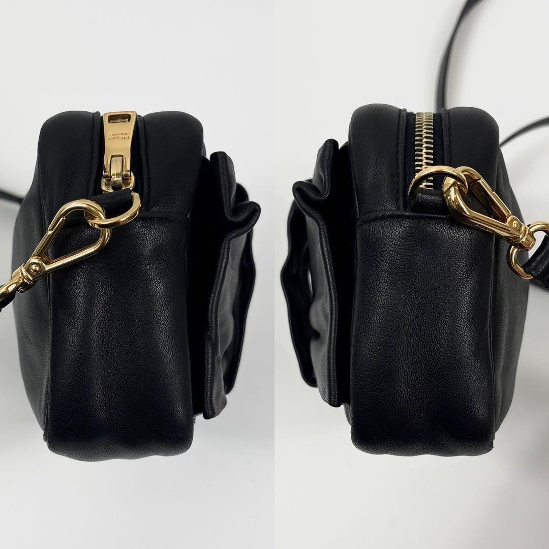 専用プラダ リボン ミニショルダーバッグ 2WAY ナッパレザー ブラック