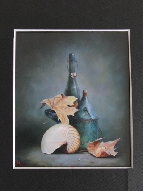 桜田晴義、静物、希少画な集画、状態良好、新品高級額・額装付