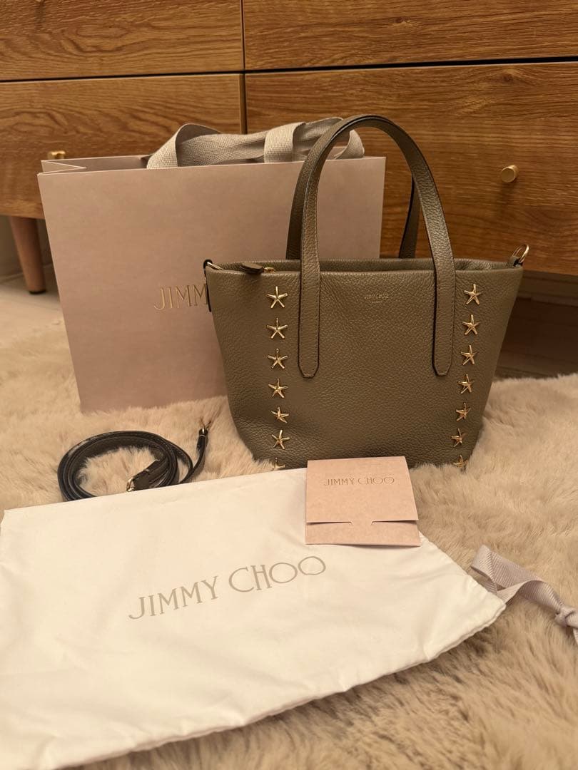 美品 Jimmy Choo Mini Sara スタッズ トート 保存袋付
