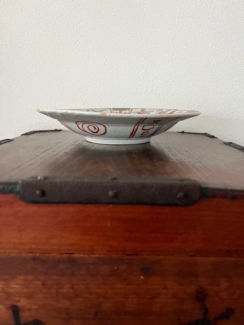 専用です‼️江戸初期　初期伊万里色絵　鍔皿　六寸　無傷　牡丹　柘榴　桃　芙蓉手