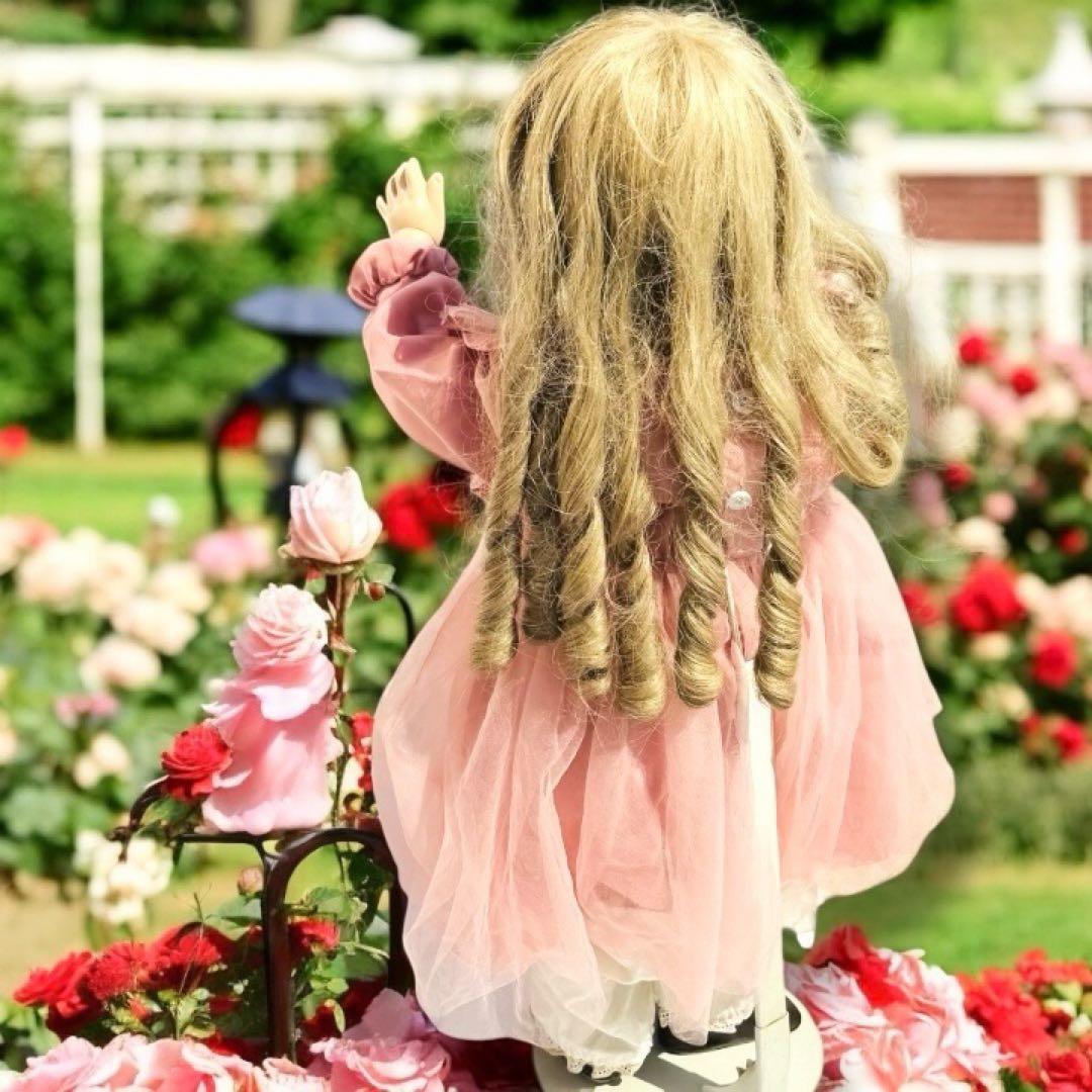 ビスクドール ロングフェイス ジュモー 作家様 ワンピース ドレス ボネ アクセ