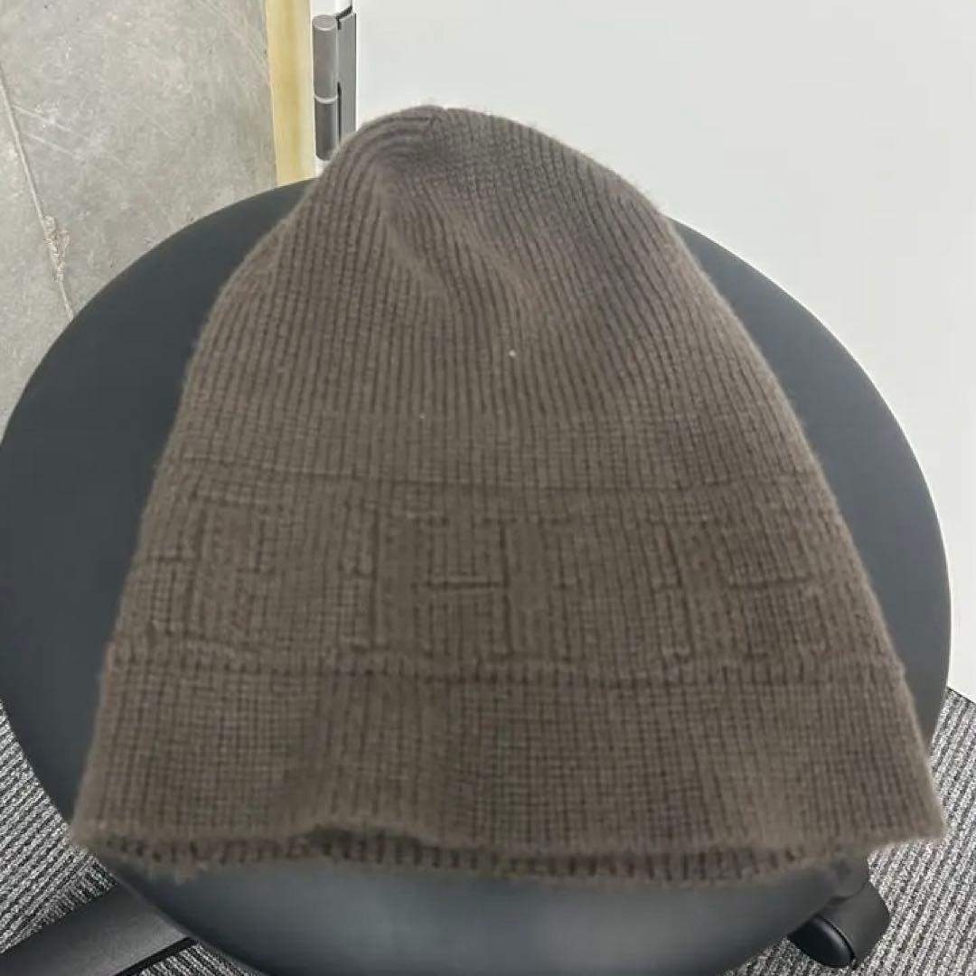 【中古美品】HERMESエルメス　ブラウン ニット帽　カシミヤ100%