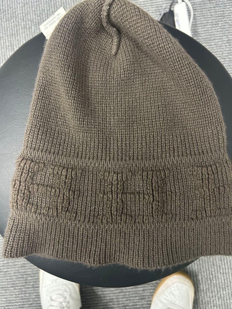 【中古美品】HERMESエルメス　ブラウン ニット帽　カシミヤ100%