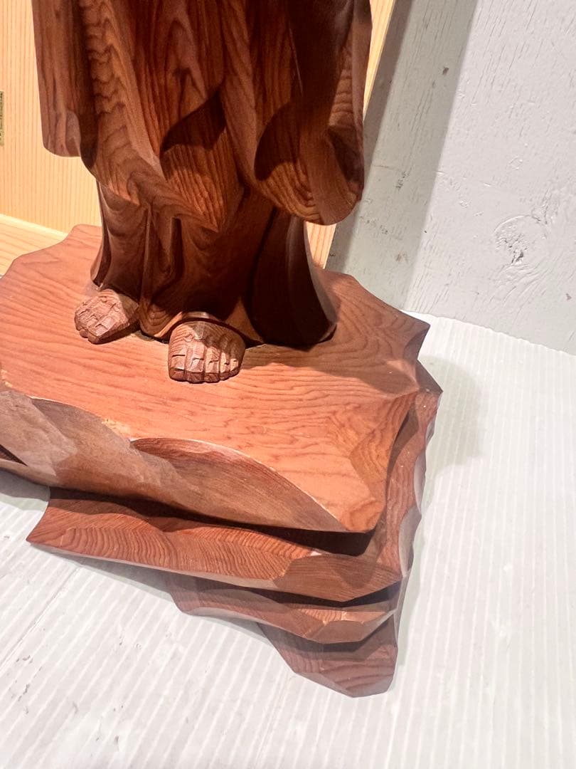 一点もの　希少　一位一刀彫名工　下出芳盛　一位木彫白衣観音　匠木彫