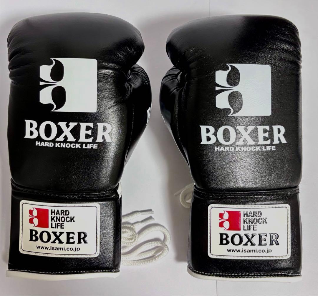 （値下げ）ISAMI BOXER 試合用 ボクシンググローブ 8oz 紐式　黒