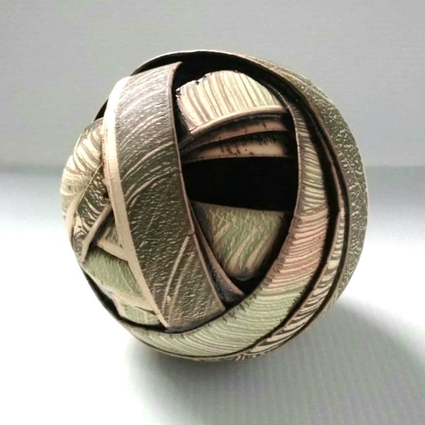 陶芸家 アーグネス・フス 「無限」 花器 フラワーベース 陶器 アート作品 希少