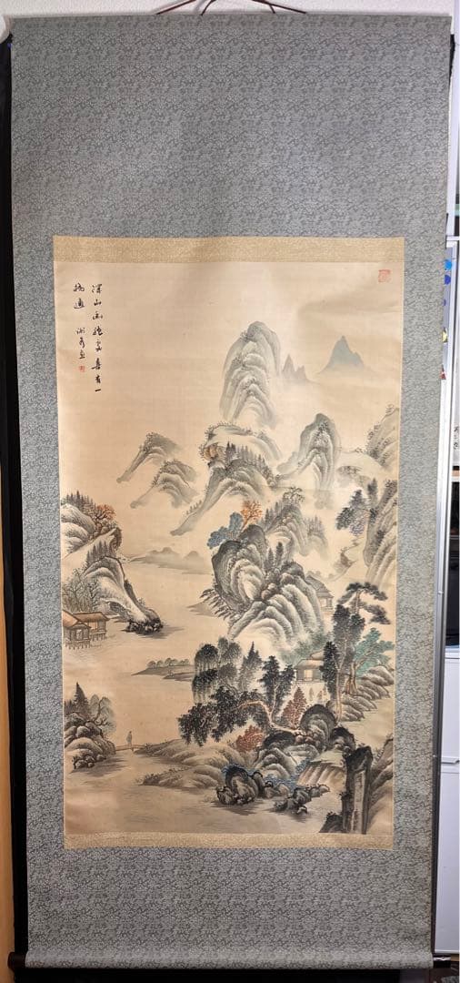 中国水墨画　絹本　作者不詳　肉筆　 山水