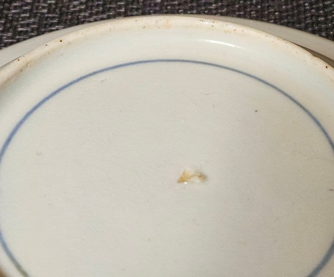 【本物保証❗️】江戸時代前期　藍九谷　獅子に唐草文様　墨弾技法縁　14.0cm皿