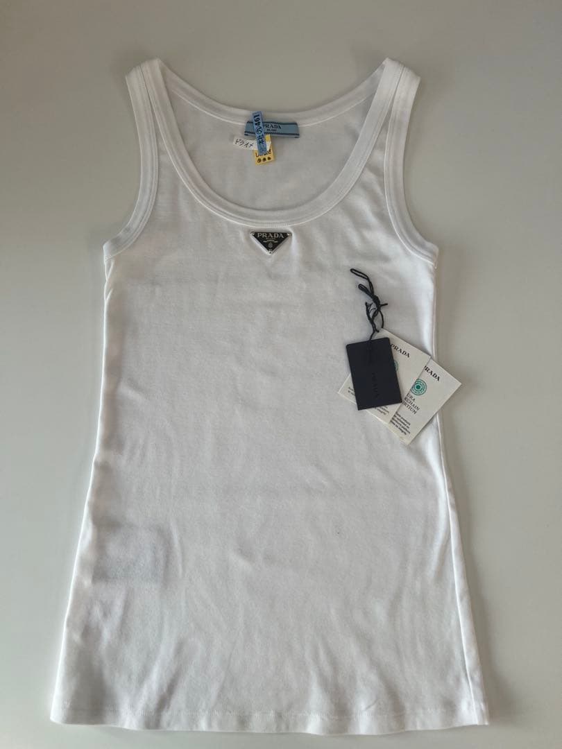 美品 PRADA プラダ リブニット ジャージー タンクトップ 36