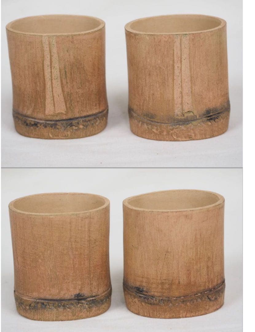 送料無料　作家物　白泥竹形急須・杯セット 未使用　煎茶道具