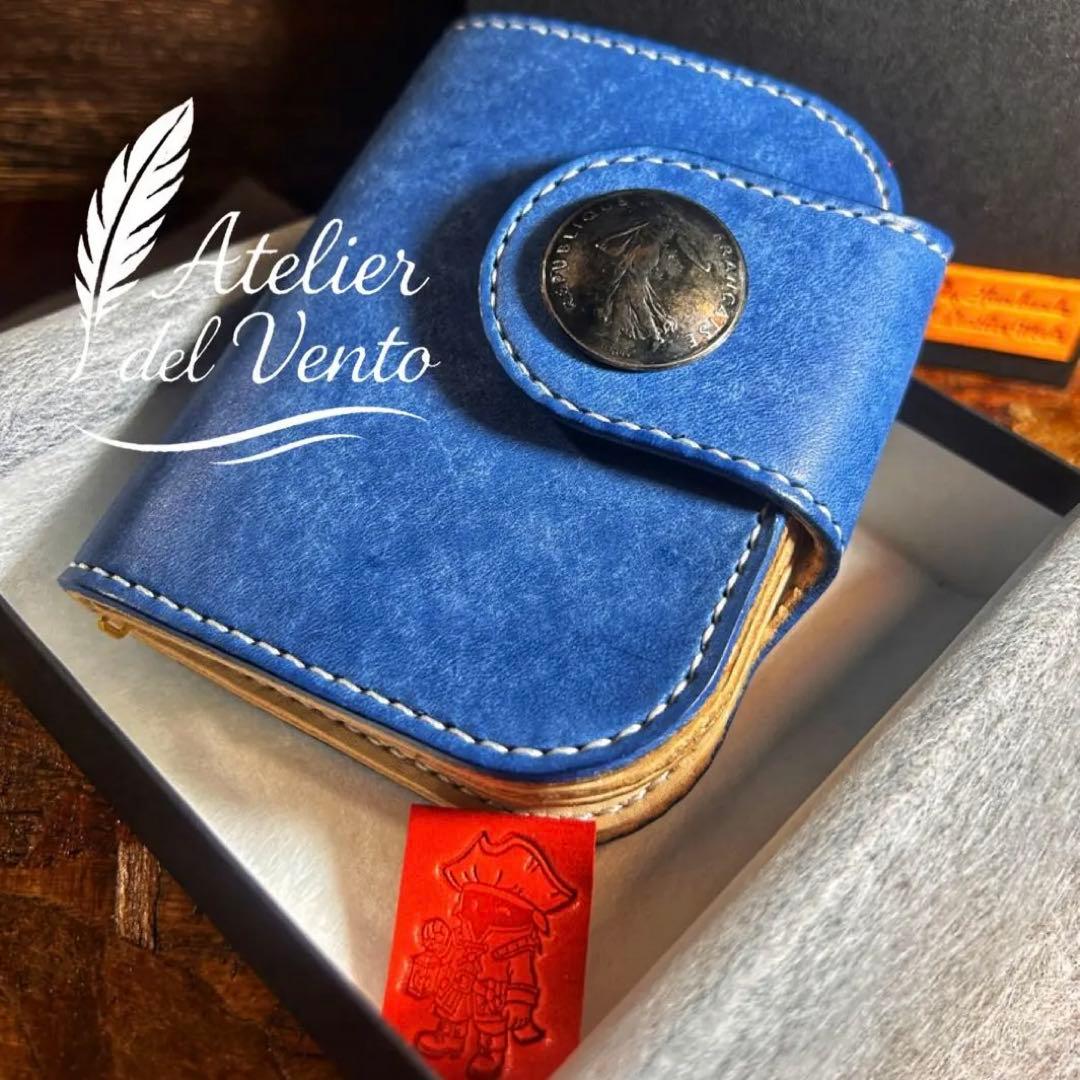 新品　総手縫　イタリア製本革プエブロレザー　ウォレット　プレゼントにも最適！