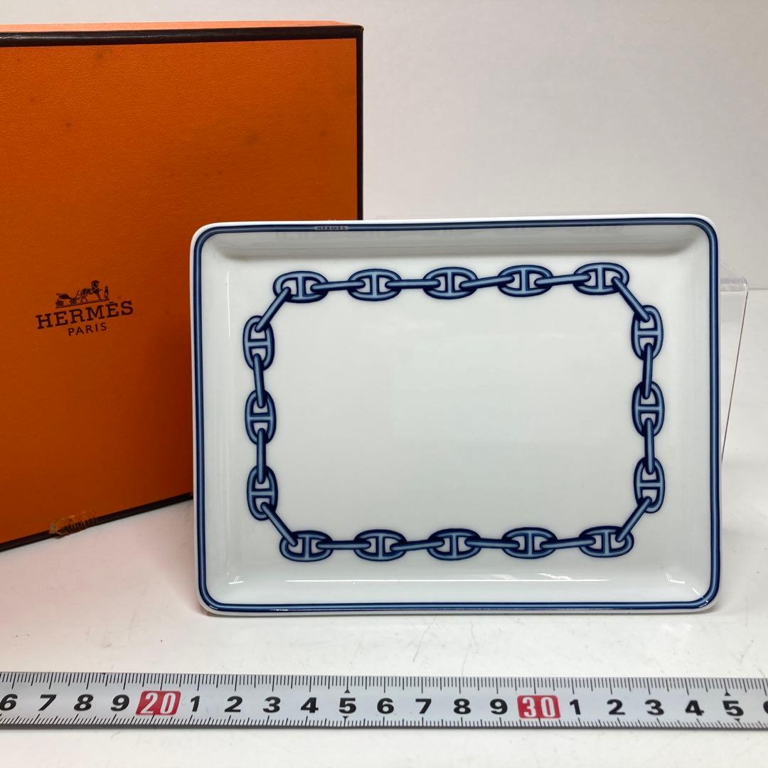 エルメス　シェーヌダンクル　スクエアプレート　箱付　タニチ横16cm 縦12cm
