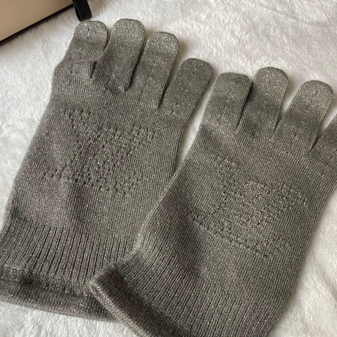 美品★LOUISVUITTON ルイヴィトングレー 手袋グローブダミエモノグラム