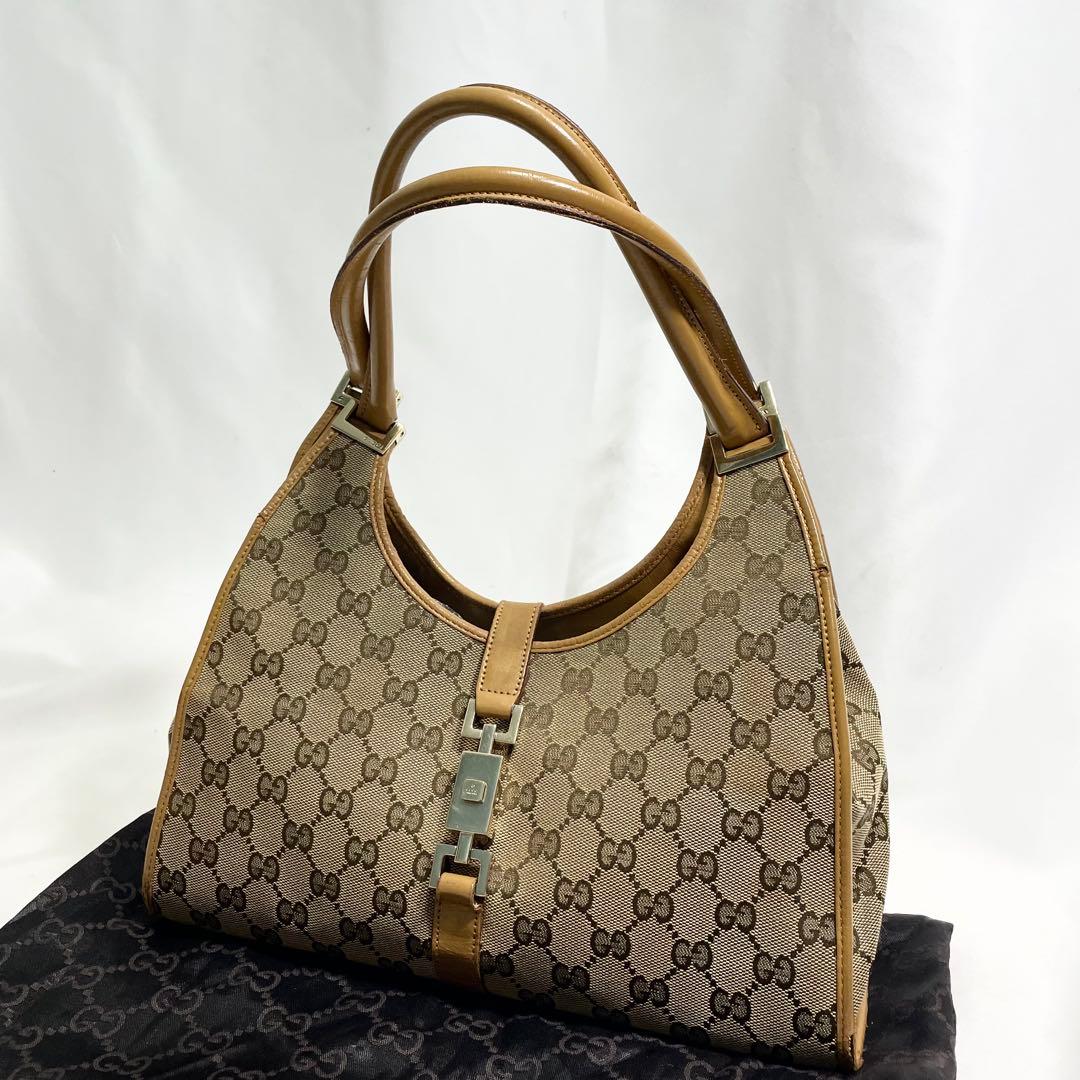 グッチ ジャッキー GGキャンバス ワンショルダーバッグ ムーン 金具 大容量