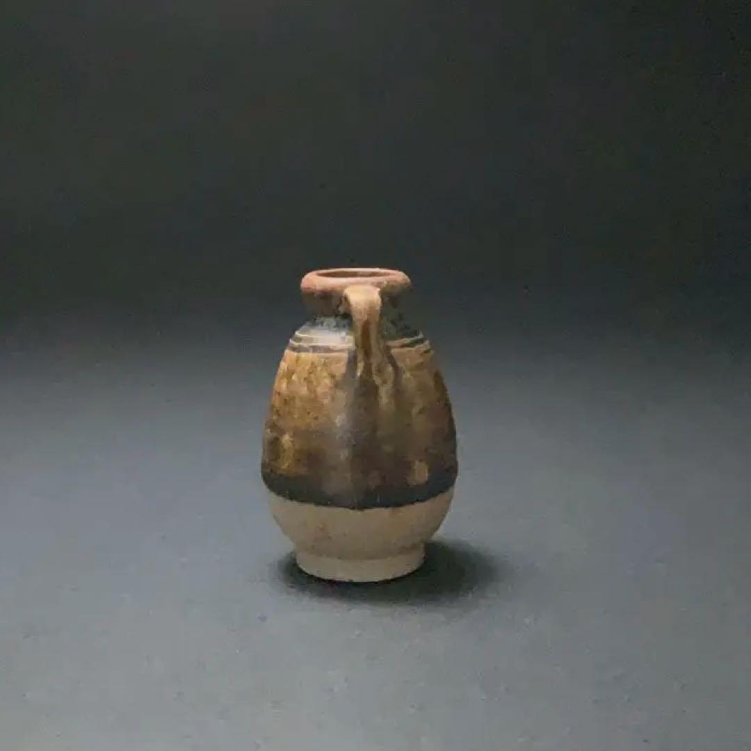 褐釉双耳小壺　タイ　アンティーク　骨董　スコタイ　R1394ダM